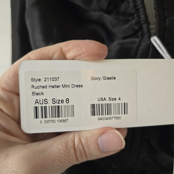 NWT Shona Joy Revolve Giselle Ruched Halter Mini Dress Black 4 - Picture 10 of 11